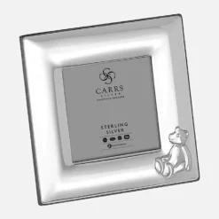 Sterling Silver Square Plain 2 x 2 Childrens Frame With Bear
