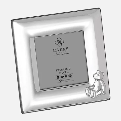 Sterling Silver Square Plain 2 x 2 Childrens Frame With Bear