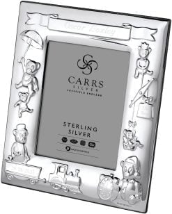 Carrs Sterling Silver Bear Motif 4 x 3 Photo Frame with Mahogany Back