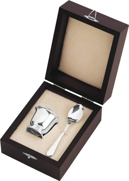 Sterling Silver Childs Egg Cup And Spoon Set In A Presentation Case