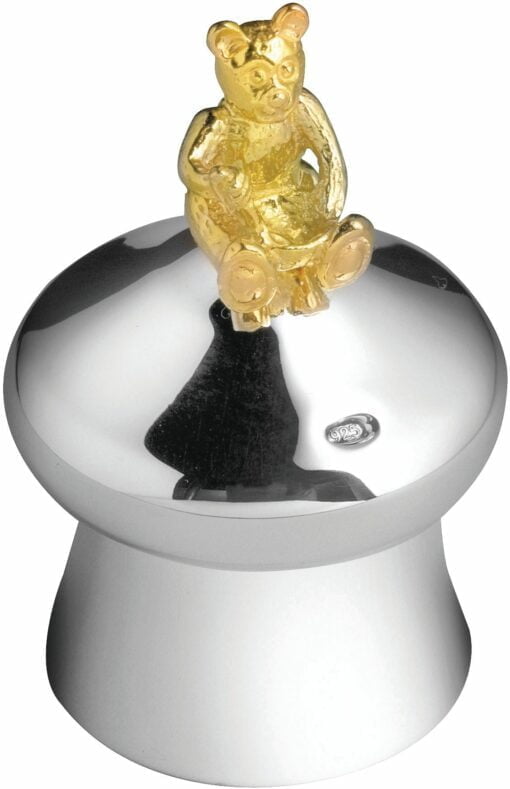 Sterling Silver Teddy Bear On Mushroom Keepsake Box from Carrs Silver