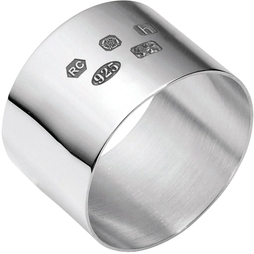 Sterling Silver Round Napkin Ring With Feature Hallmark by Carrs Silver