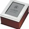 Sterling Silver Flat Plain Rectangle Frame Mahogany Keepsake Box