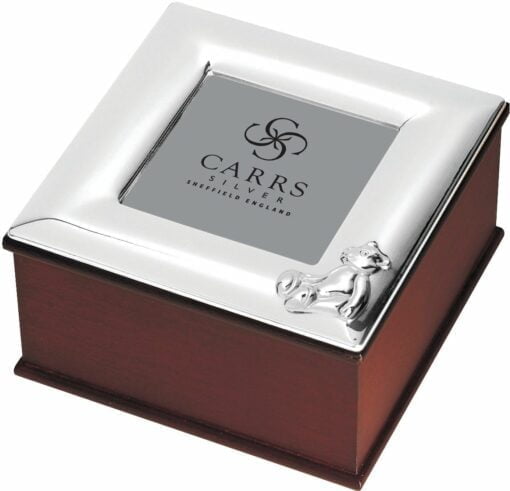 Sterling Silver Childrens Bear Square Photo Frame Keepsake Box by Carrs Silver