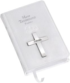 New Testament Bible With Sterling Silver Cross in Cream by Carrs Silver