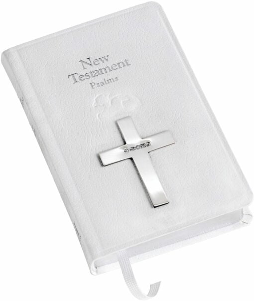 New Testament Bible With Sterling Silver Cross in Cream by Carrs Silver