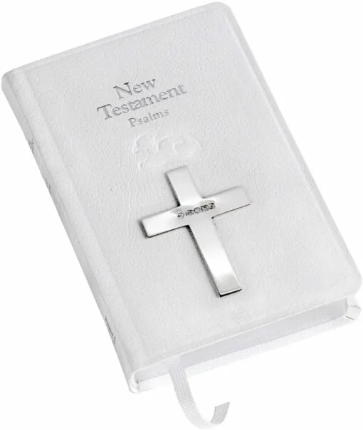 New Testament Bible With Sterling Silver Cross in Cream by Carrs Silver