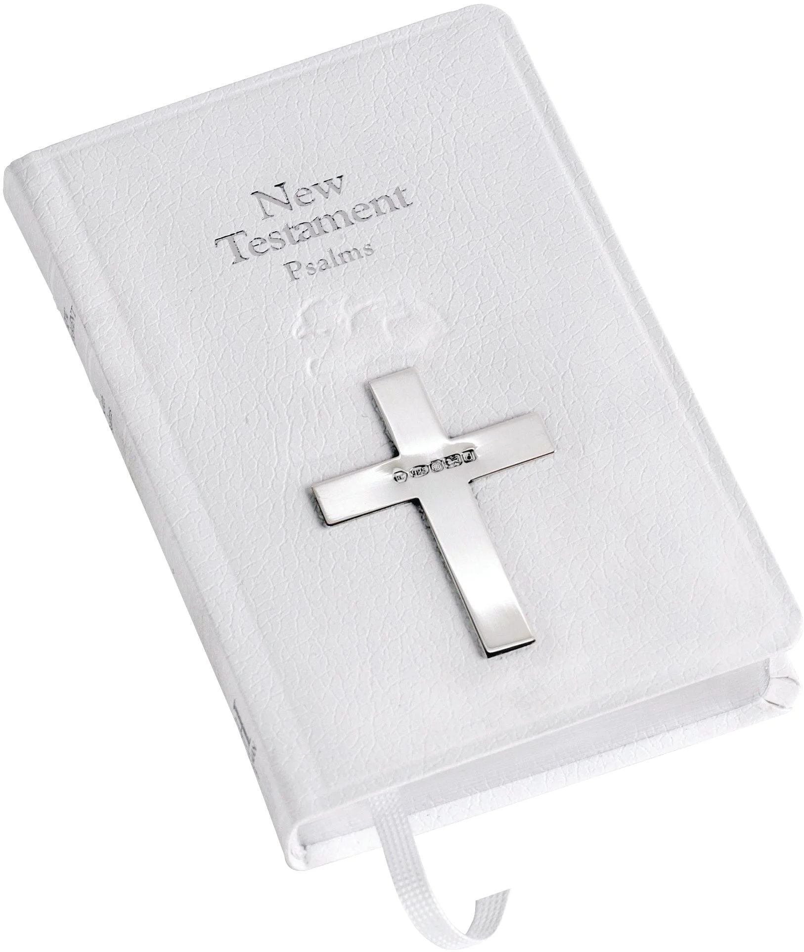 New Testament Bible With Sterling Silver Cross in Cream by Carrs Silver