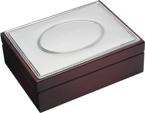 Sterling Silver Oval and Bead Large Jewellery Box
