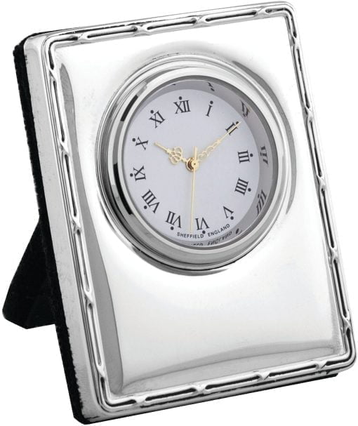 Sterling Silver Reed And Ribbon Mini Desk Clock from Carrs Silver