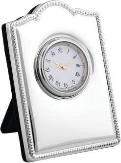 Sterling Silver Beaded Mini Desk Clock from Carrs Silver