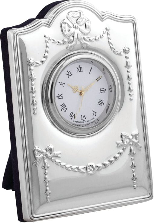 Sterling Silver Regency Mini Desk Clock from Carrs Silver