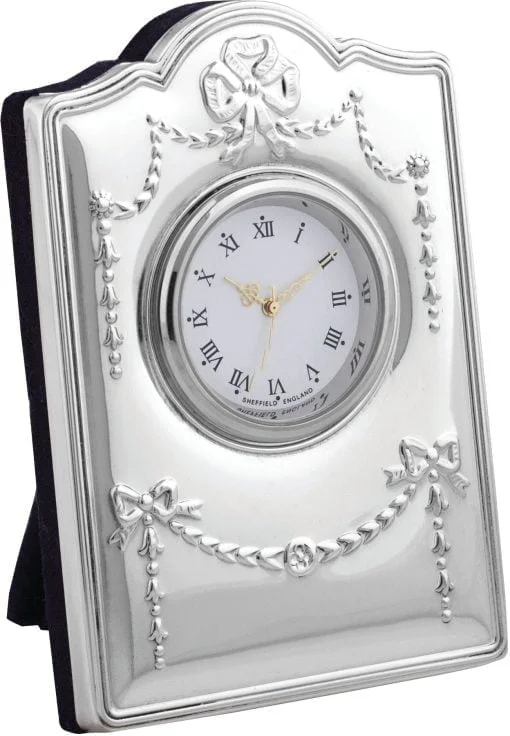 Sterling Silver Regency Mini Desk Clock from Carrs Silver