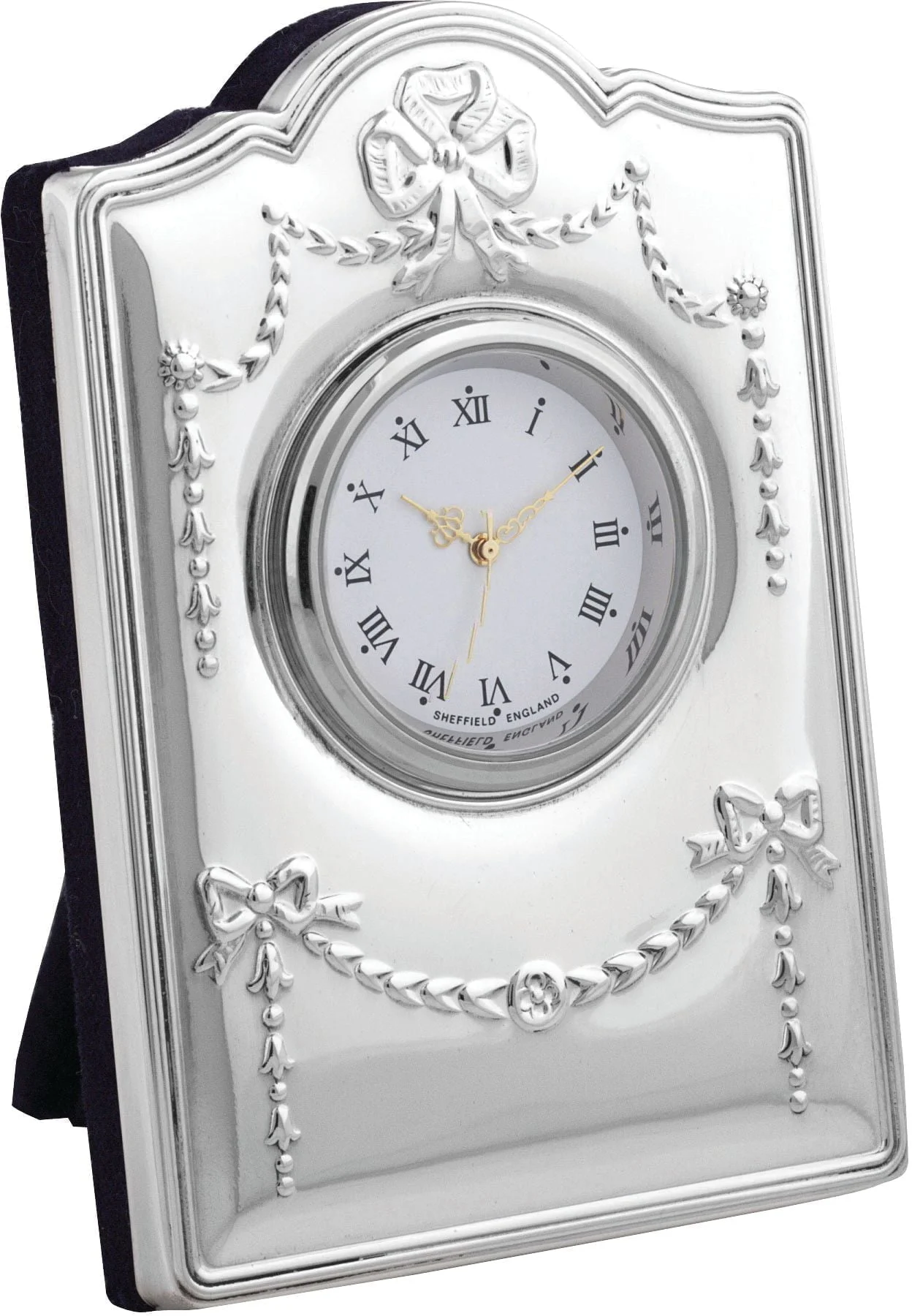 Sterling Silver Regency Mini Desk Clock from Carrs Silver