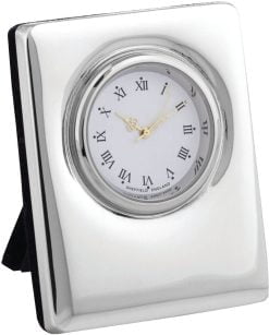 Sterling Silver Plain Mini Desk Clock from Carrs Silver