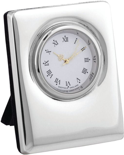 Sterling Silver Plain Mini Desk Clock from Carrs Silver