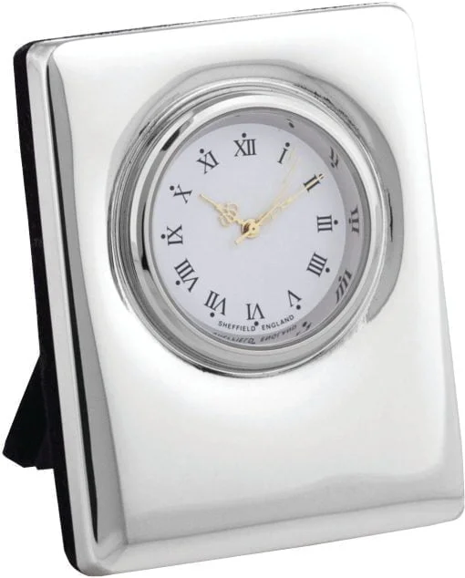 Sterling Silver Plain Mini Desk Clock from Carrs Silver