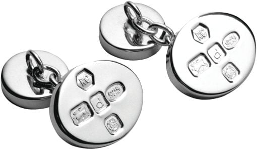 Sterling Silver Oval Feature Hallmark Cufflinks with Chain from Carrs Silver