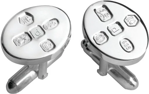 Sterling Silver Oval Feature Hallmark Cufflinks with Post from Carrs Silver