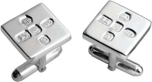Sterling Silver Square Feature Hallmark Post Cufflinks - Carrs Silver