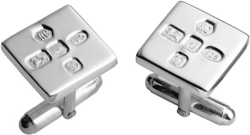 Sterling Silver Square Feature Hallmark Post Cufflinks - Carrs Silver