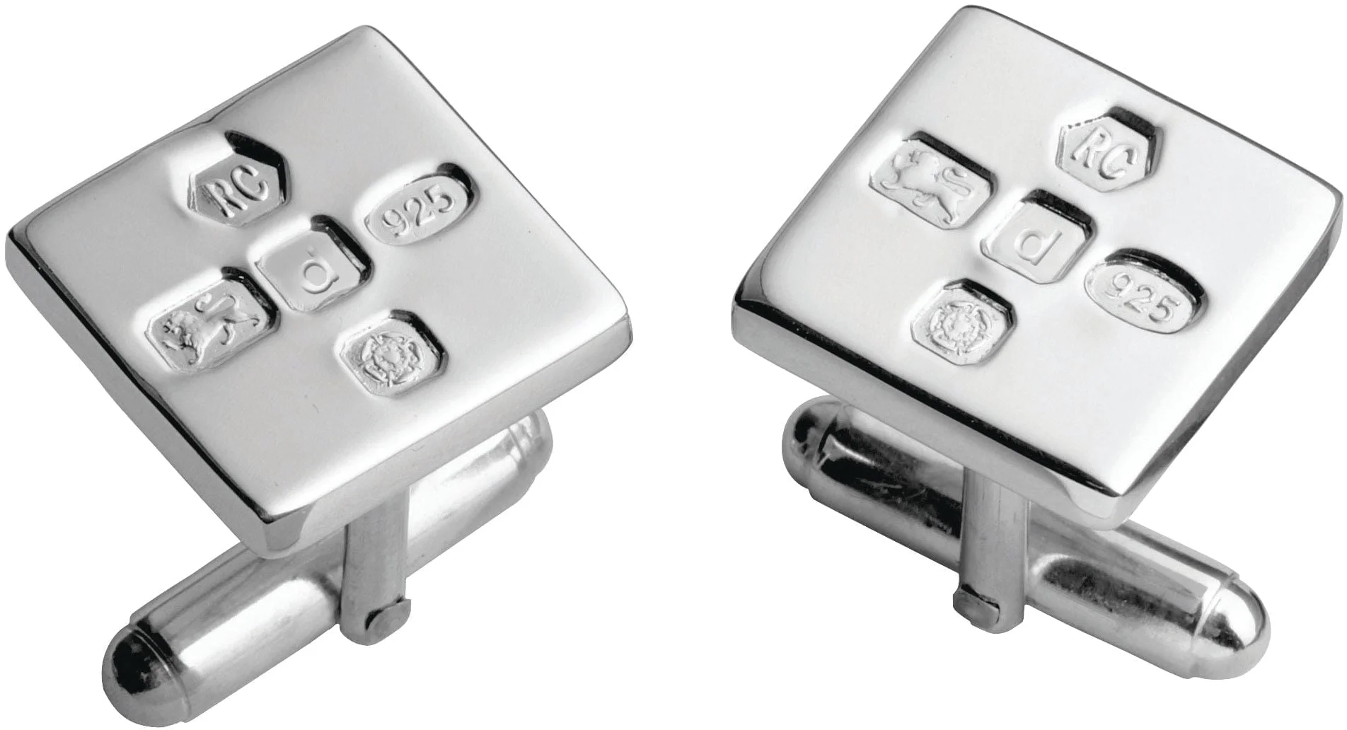 Sterling Silver Square Feature Hallmark Post Cufflinks - Carrs Silver
