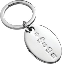 Carrs Sterling Silver Oval Keyring With Feature Hallmark