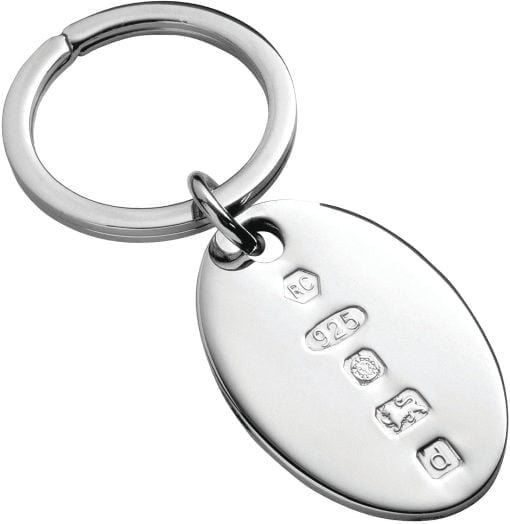 Carrs Sterling Silver Oval Keyring With Feature Hallmark