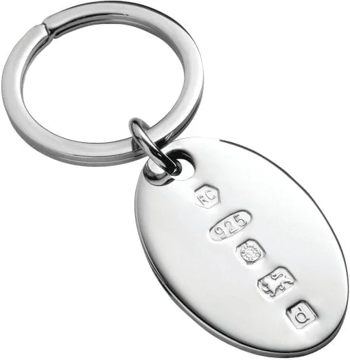 Carrs Sterling Silver Oval Keyring With Feature Hallmark