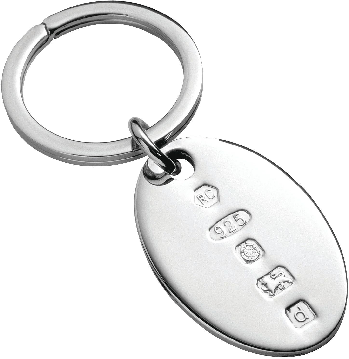 Carrs Sterling Silver Oval Keyring With Feature Hallmark