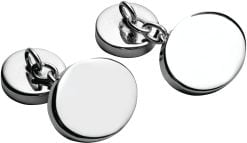 Sterling Silver Plain Oval Cufflinks With Chain from Carrs Silver