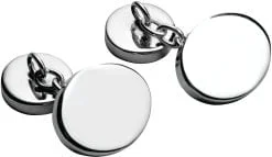 Sterling Silver Plain Oval Cufflinks With Chain from Carrs Silver