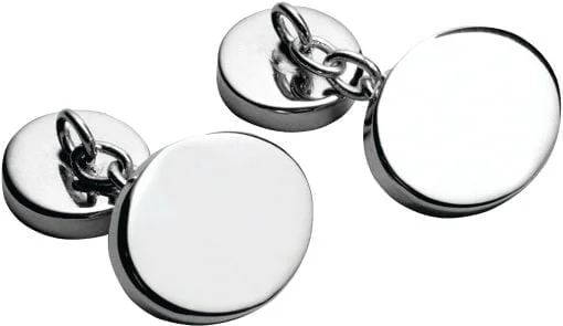 Sterling Silver Plain Oval Cufflinks With Chain from Carrs Silver