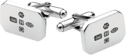 Sterling Silver Rectangular with Feature Hallmark Cufflinks with Post from Carrs Silver