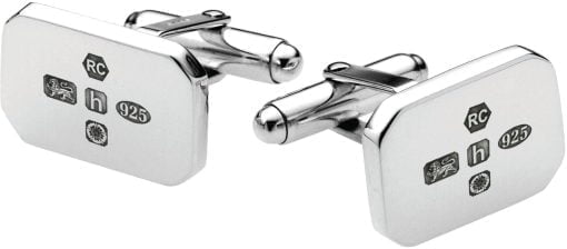 Sterling Silver Rectangular with Feature Hallmark Cufflinks with Post from Carrs Silver