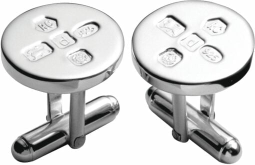 Sterling Silver Round Feature Hallmark Cufflinks with Post from Carrs Silver