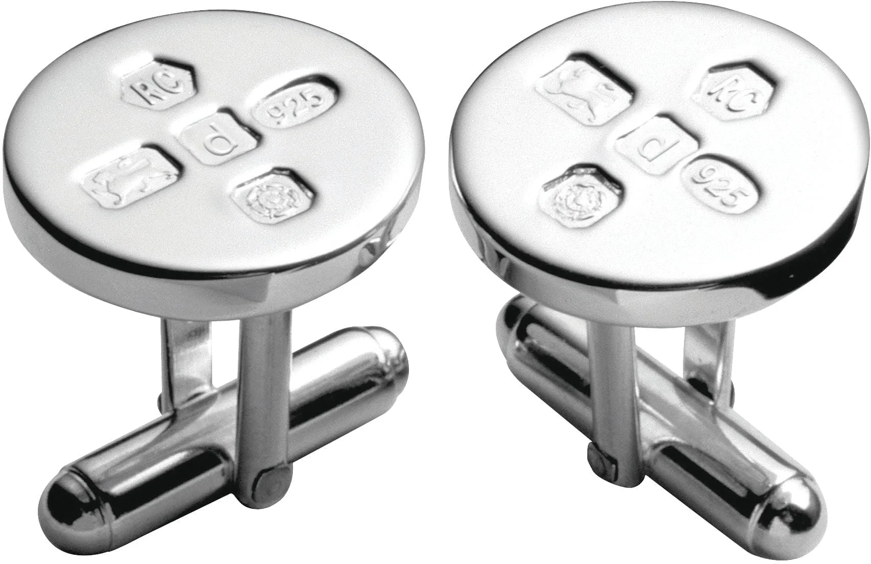 Sterling Silver Round Feature Hallmark Cufflinks with Post from Carrs Silver