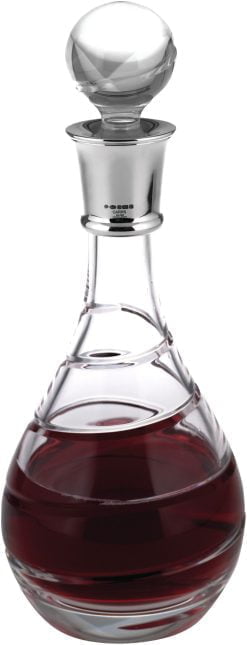 Spiral Cut Crystal Wine Decanter by Carrs Silver