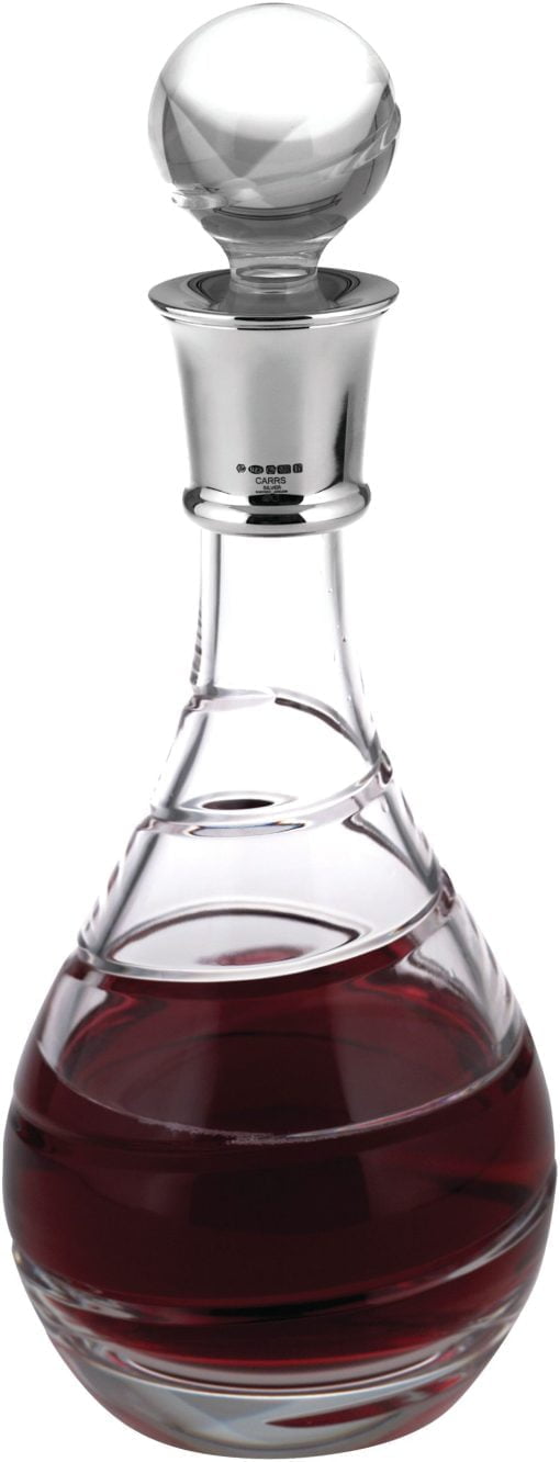 Spiral Cut Crystal Wine Decanter by Carrs Silver