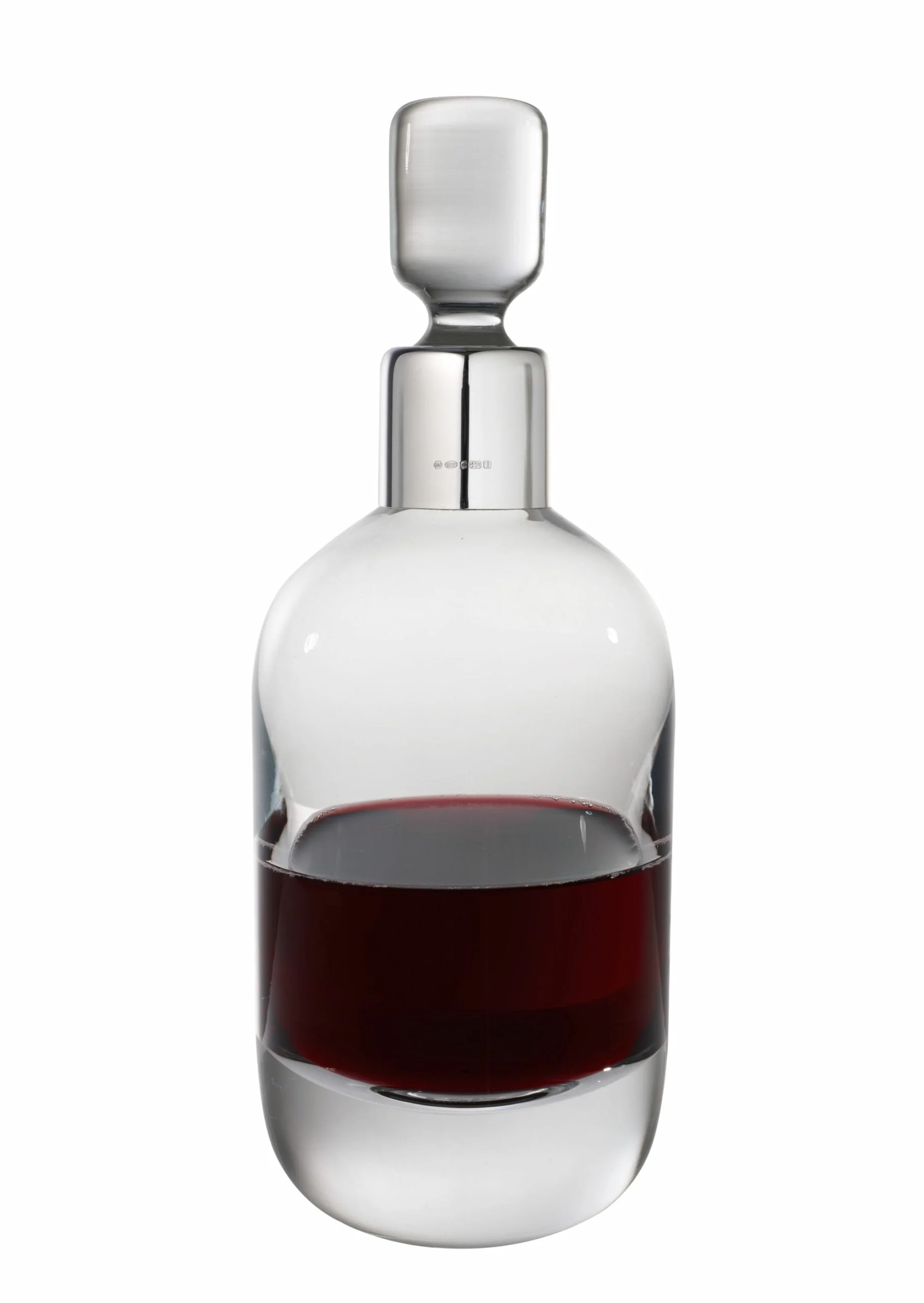 Sterling Silver Lead Crystal Heavy Based Round Decanter from Carrs Silver