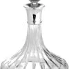 Linear Cut Crystal Ships Decanter by Carr's Silver
