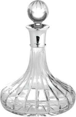 Linear Cut Crystal Ships Decanter by Carr's Silver