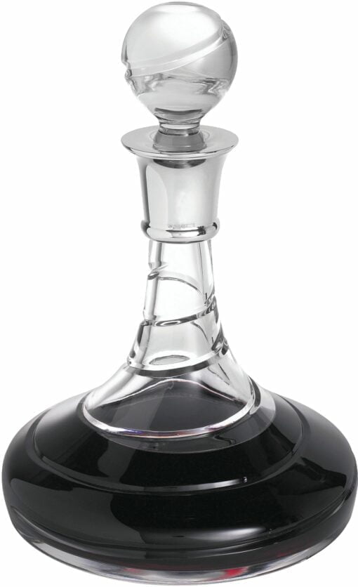 Spiral Cut Crystal Ships Decanter by Carrs Silver