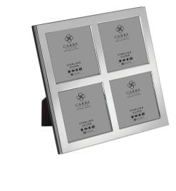 Sterling Silver 2.5 x 2.5 Flat Narrow Plain Quadruple Photo Frame by Carrs Silver