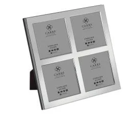 Sterling Silver 2.5 x 2.5 Flat Narrow Plain Quadruple Photo Frame by Carrs Silver