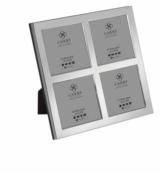 Sterling Silver 2.5 x 2.5 Flat Narrow Plain Quadruple Photo Frame by Carrs Silver