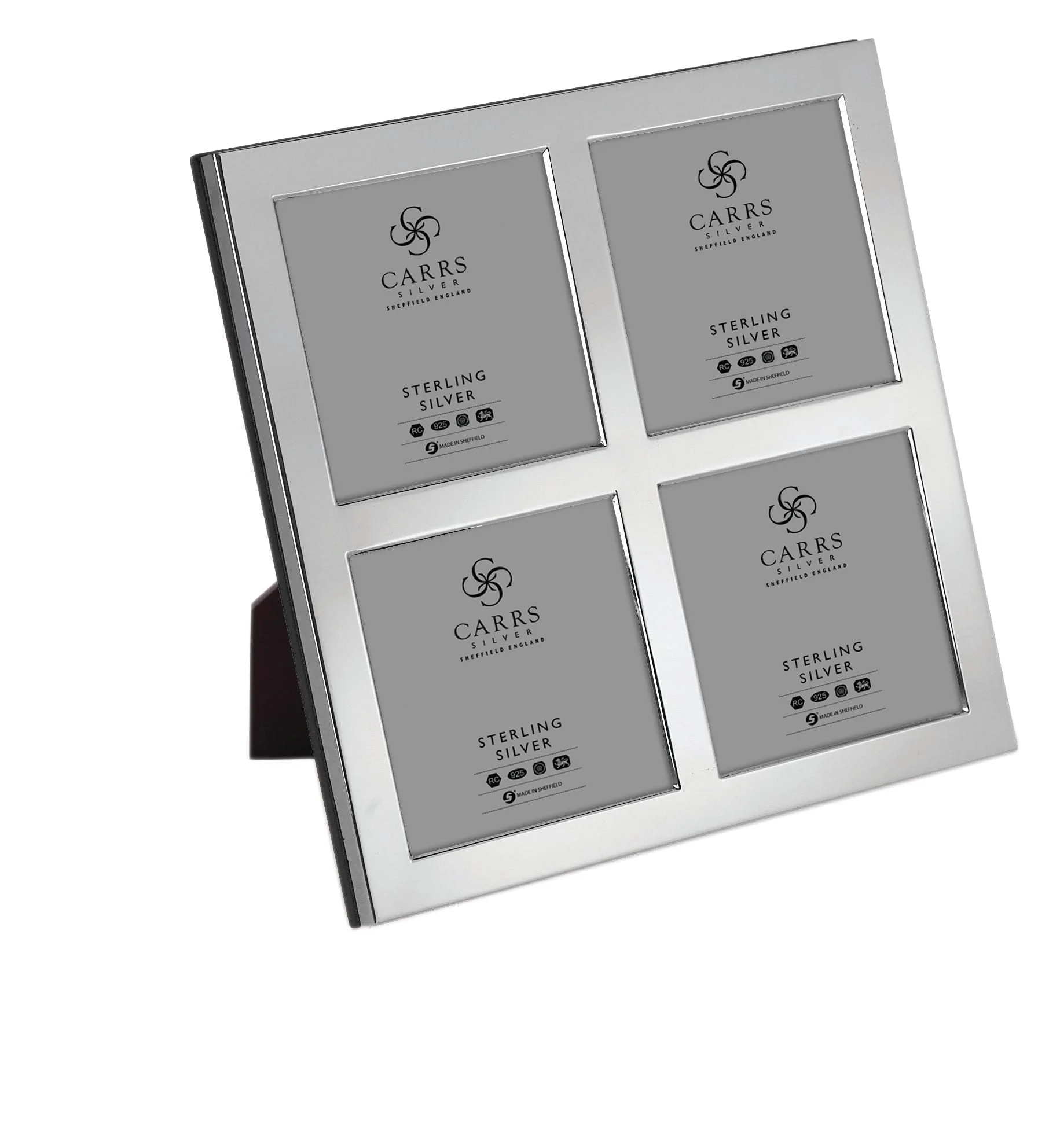 Sterling Silver 2.5 x 2.5 Flat Narrow Plain Quadruple Photo Frame by Carrs Silver