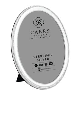 Sterling Silver Narrow Bead Oval Hallmarked Photo Frame by Carrs Silver