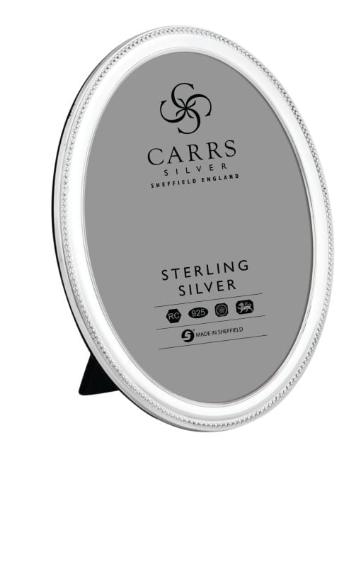 Sterling Silver Narrow Bead Oval Hallmarked Photo Frame by Carrs Silver