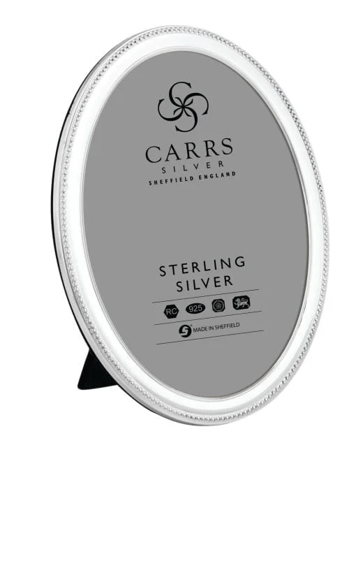 Sterling Silver Narrow Bead Oval Hallmarked Photo Frame by Carrs Silver